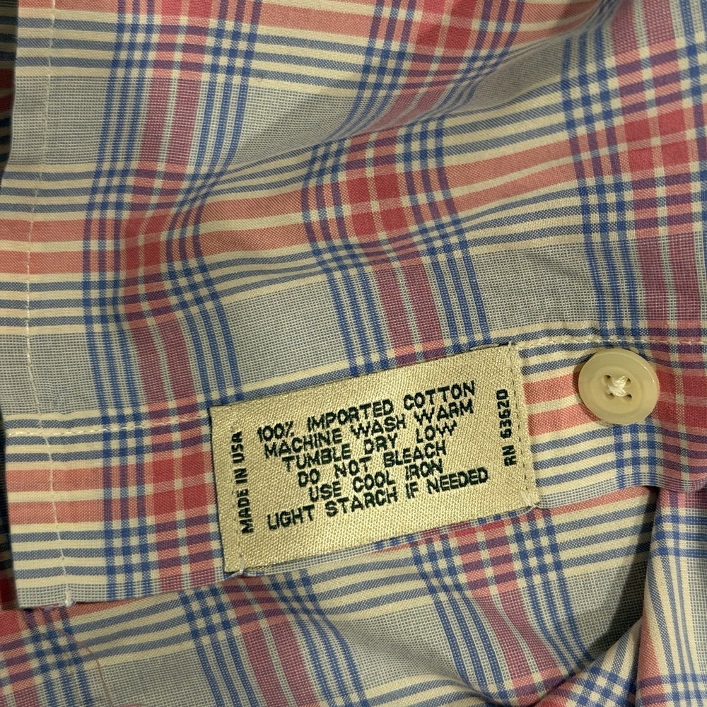 Gitman Bros Shirt Mens Large Blue/Pink Plaid 100% Cotton Made USA Button Down - Picture 5 of 8